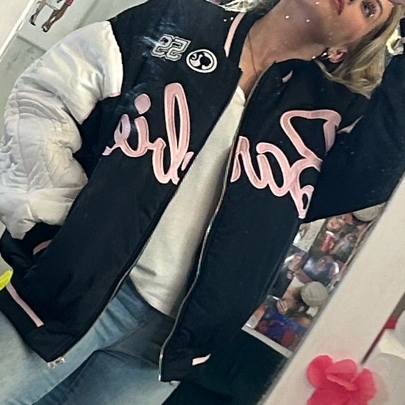 NWT Barbie + Boohoo Barbie Varsity Jacket - Picture 10 of 11